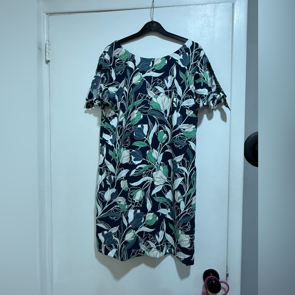 Banana Republic Navy and Green Floral Midi Dress